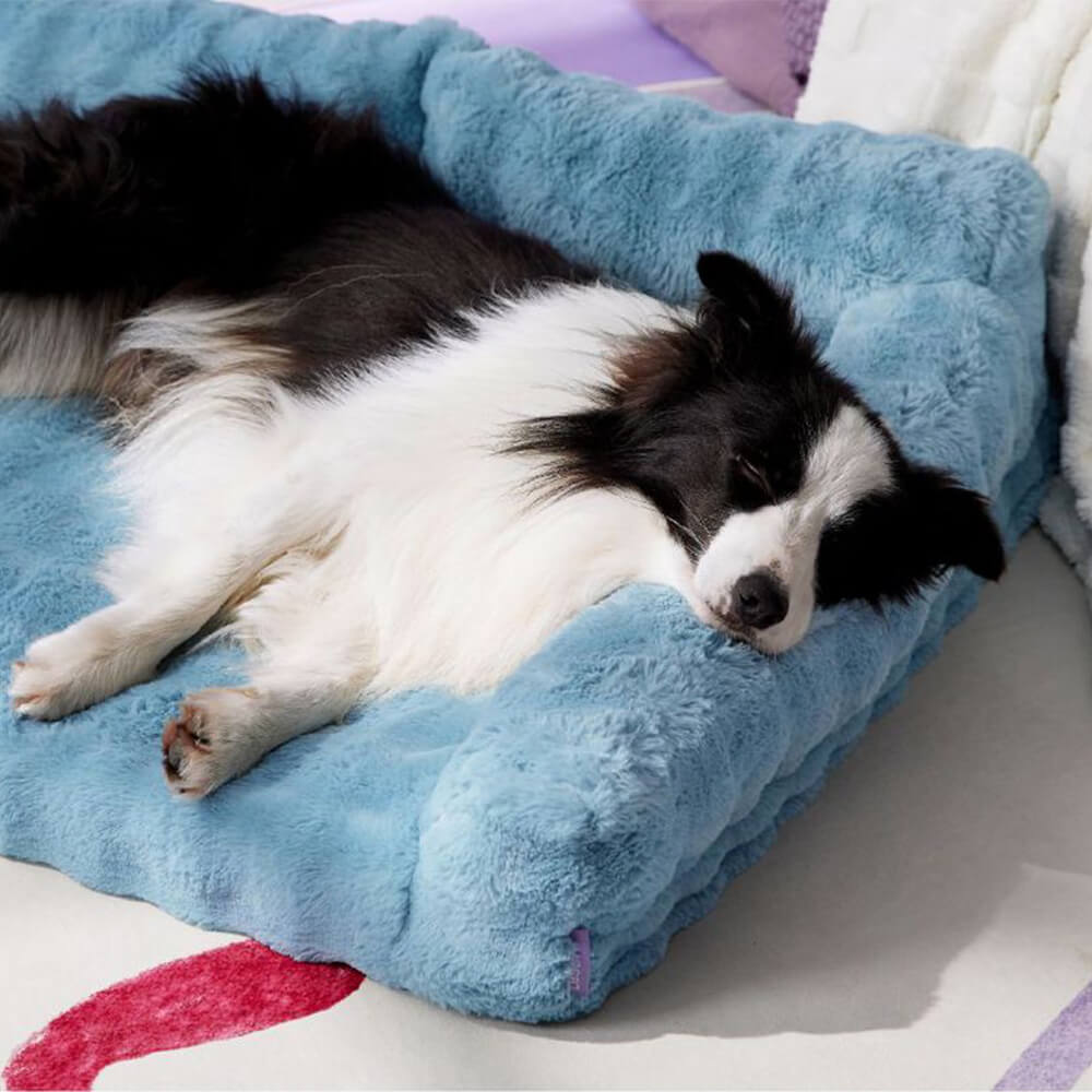 Sofá cama ergonómico para perros y gatos con respaldo de piel sintética de conejo Wave