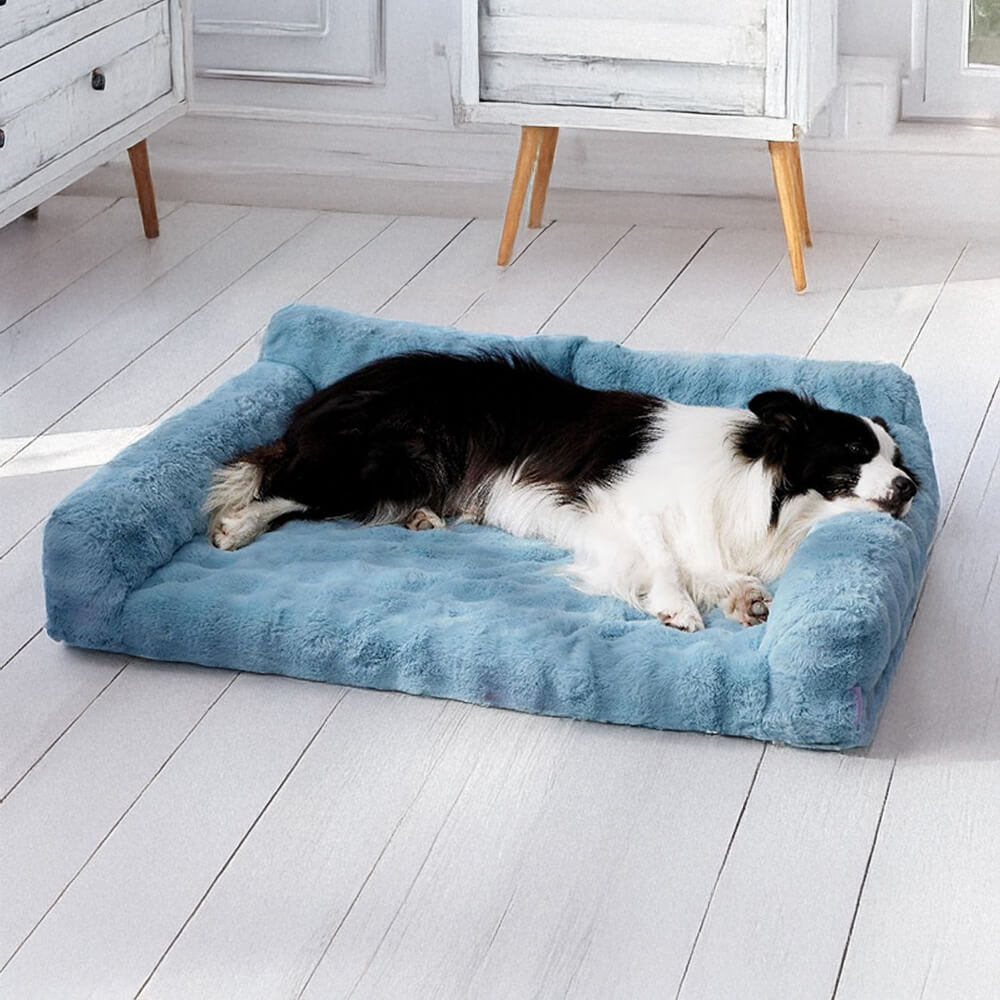 Sofá cama ergonómico para perros y gatos con respaldo de piel sintética de conejo Wave