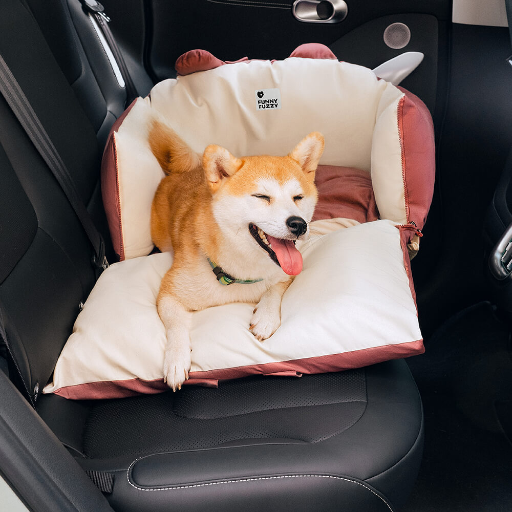 Cama de seguridad para mascotas con orejas de oso para asientos de coche de perro