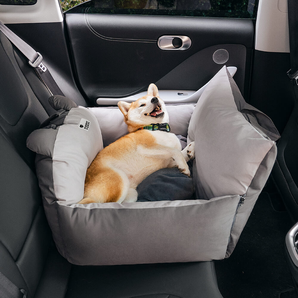 Cama de seguridad para mascotas con orejas de oso para asientos de coche de perro