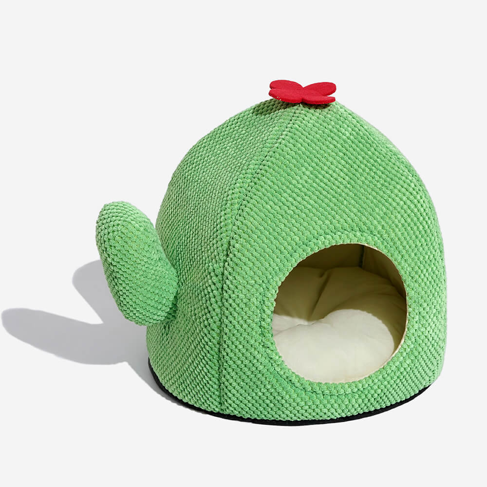 Cama para gatos cálida con forma de cactus