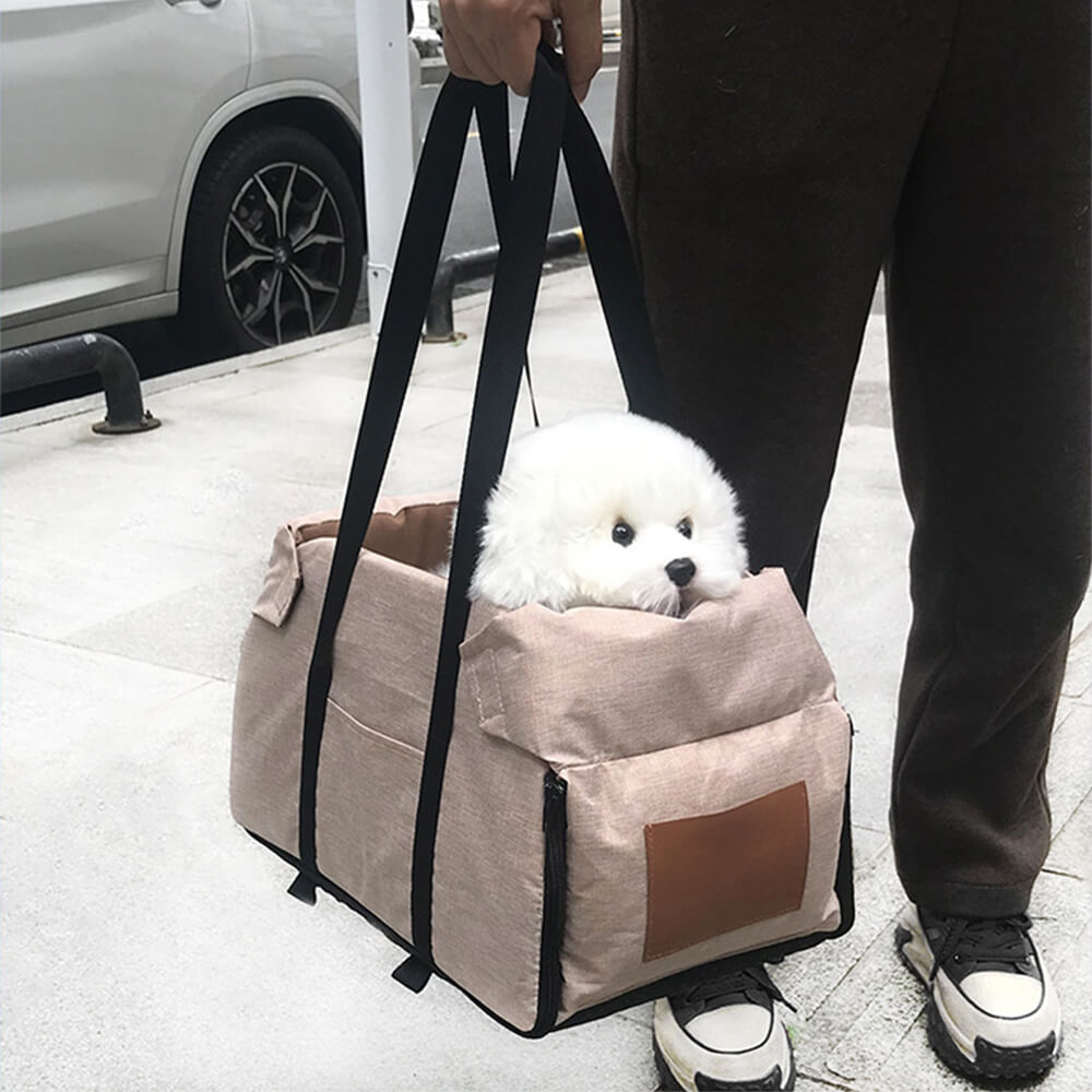 Cama de asiento para coche para gatos y perros, desmontable, de color contrastante y antideslizante