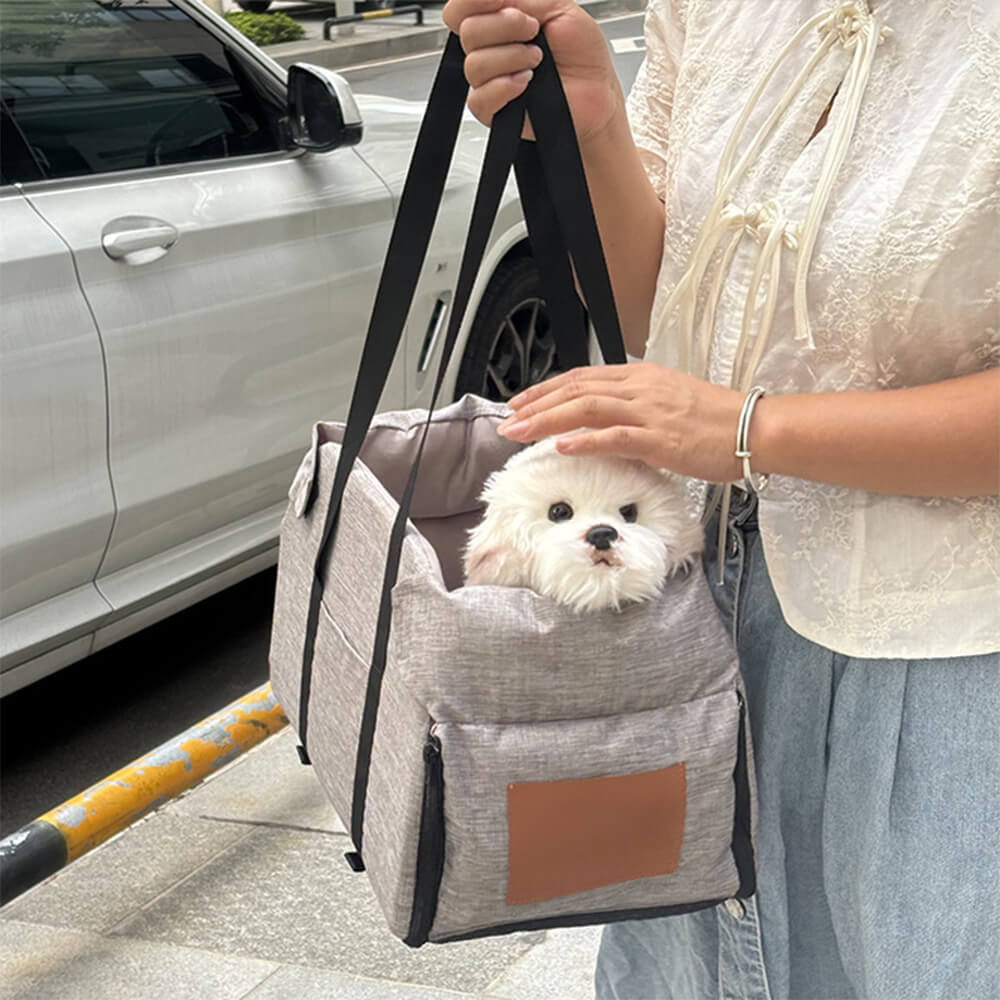 Cama de asiento para coche para gatos y perros, desmontable, de color contrastante y antideslizante