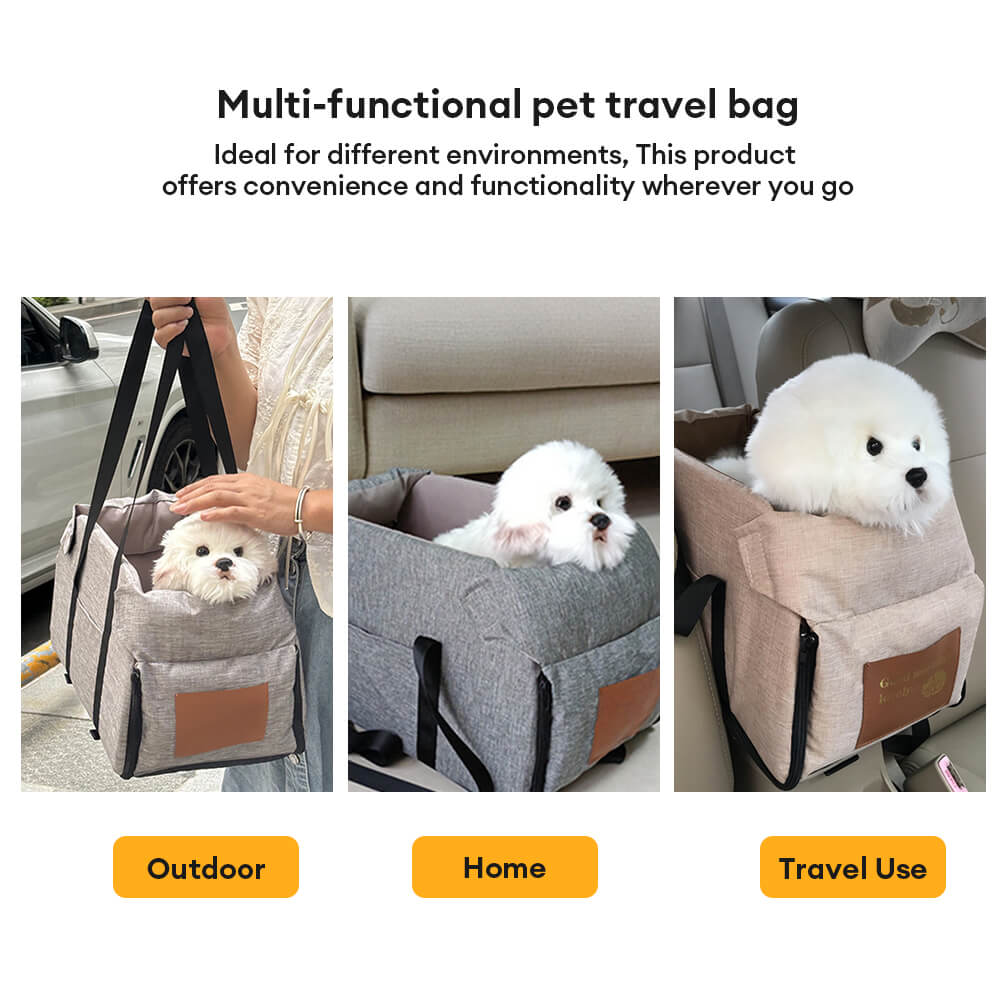 Cama de asiento para coche para gatos y perros, desmontable, de color contrastante y antideslizante