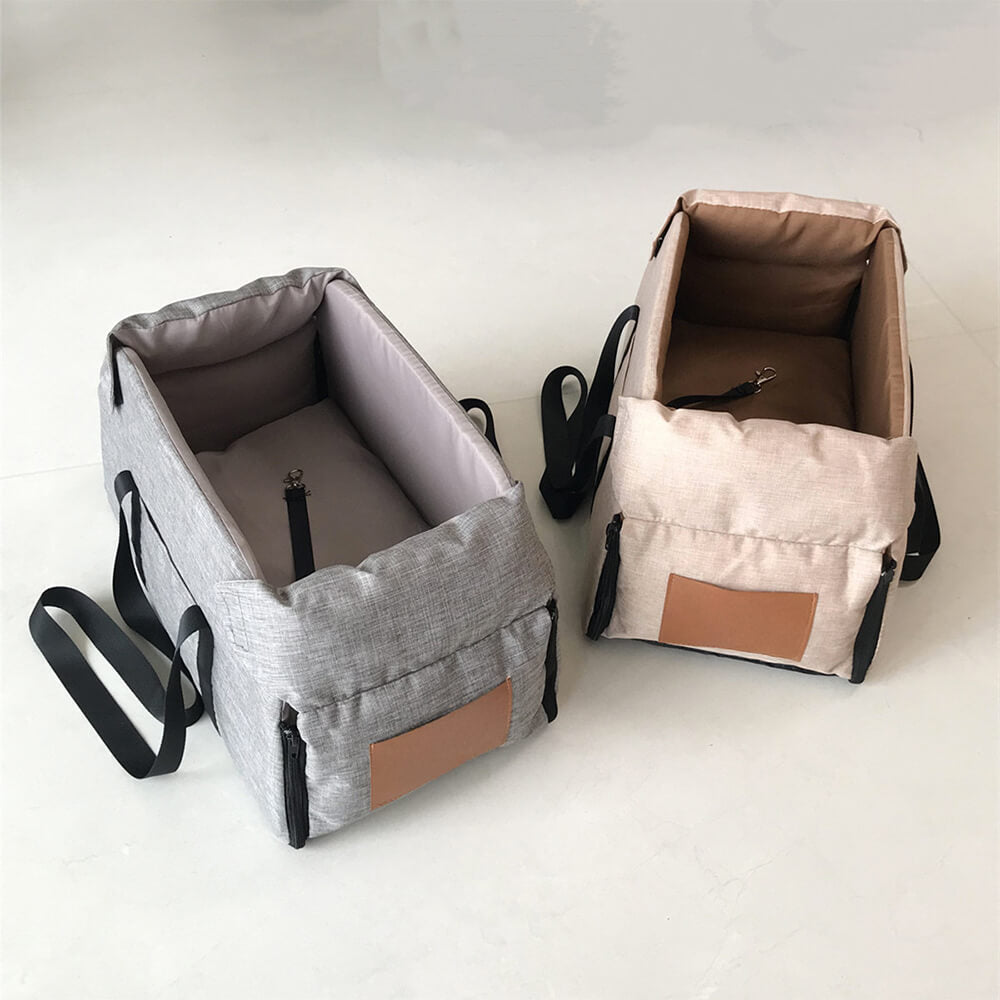 Cama de asiento para coche para gatos y perros, desmontable, de color contrastante y antideslizante