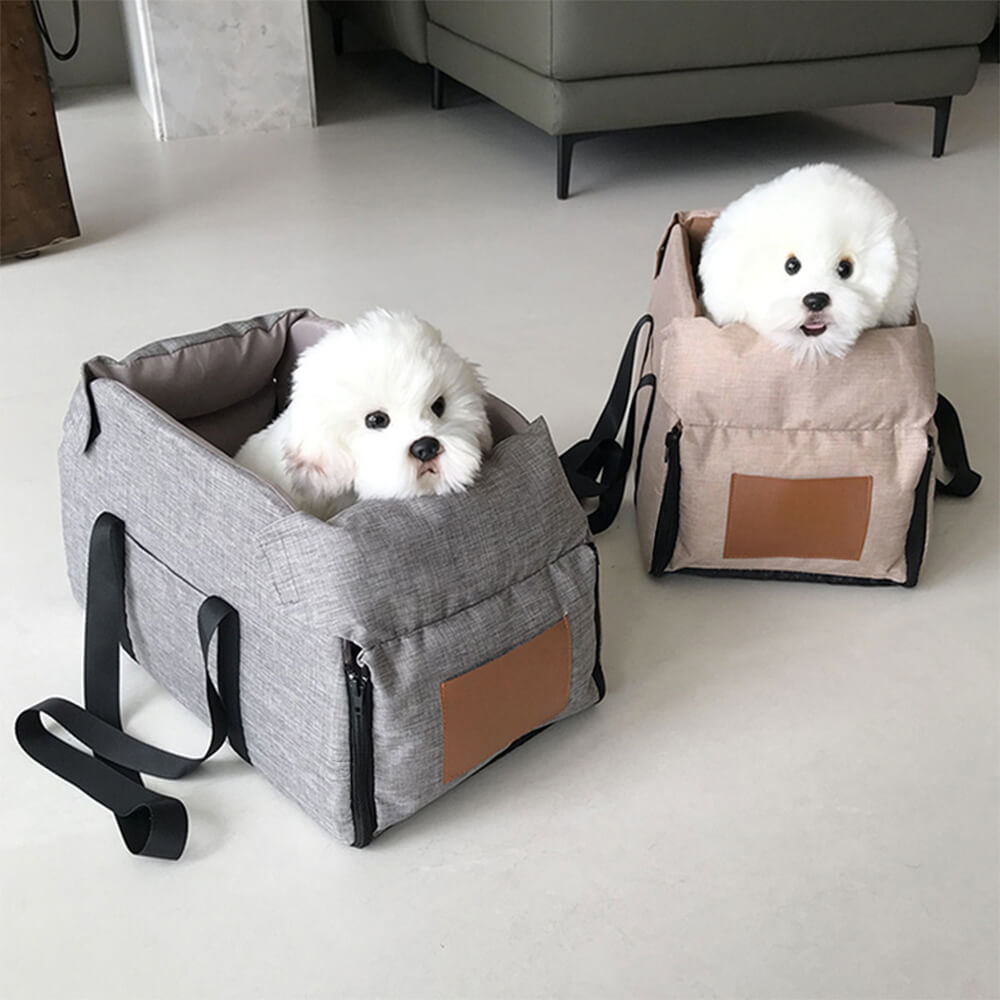 Cama de asiento para coche para gatos y perros, desmontable, de color contrastante y antideslizante