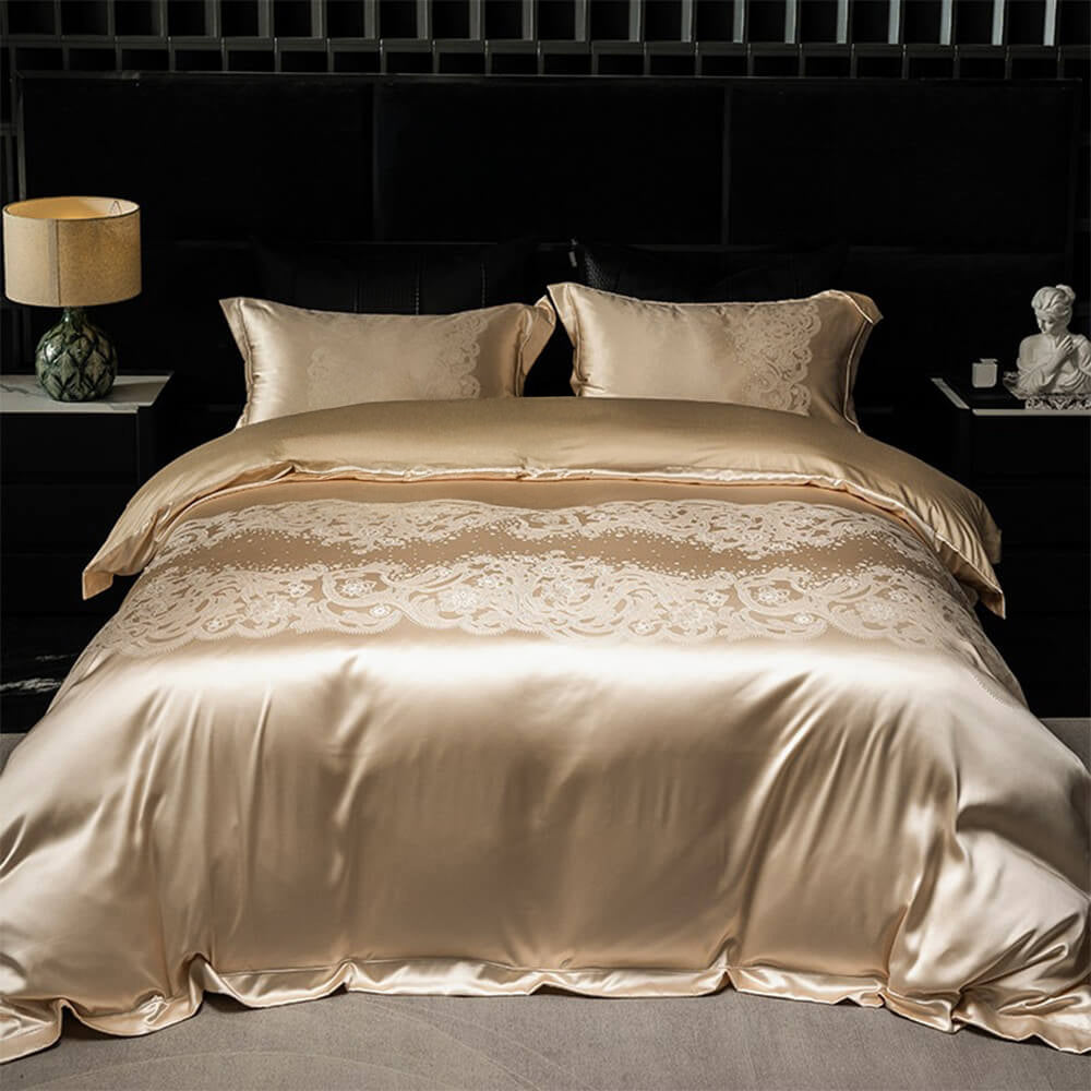 Conjunto de sábanas de algodón Tencel de alta densidad de lujo elegante y sedoso.