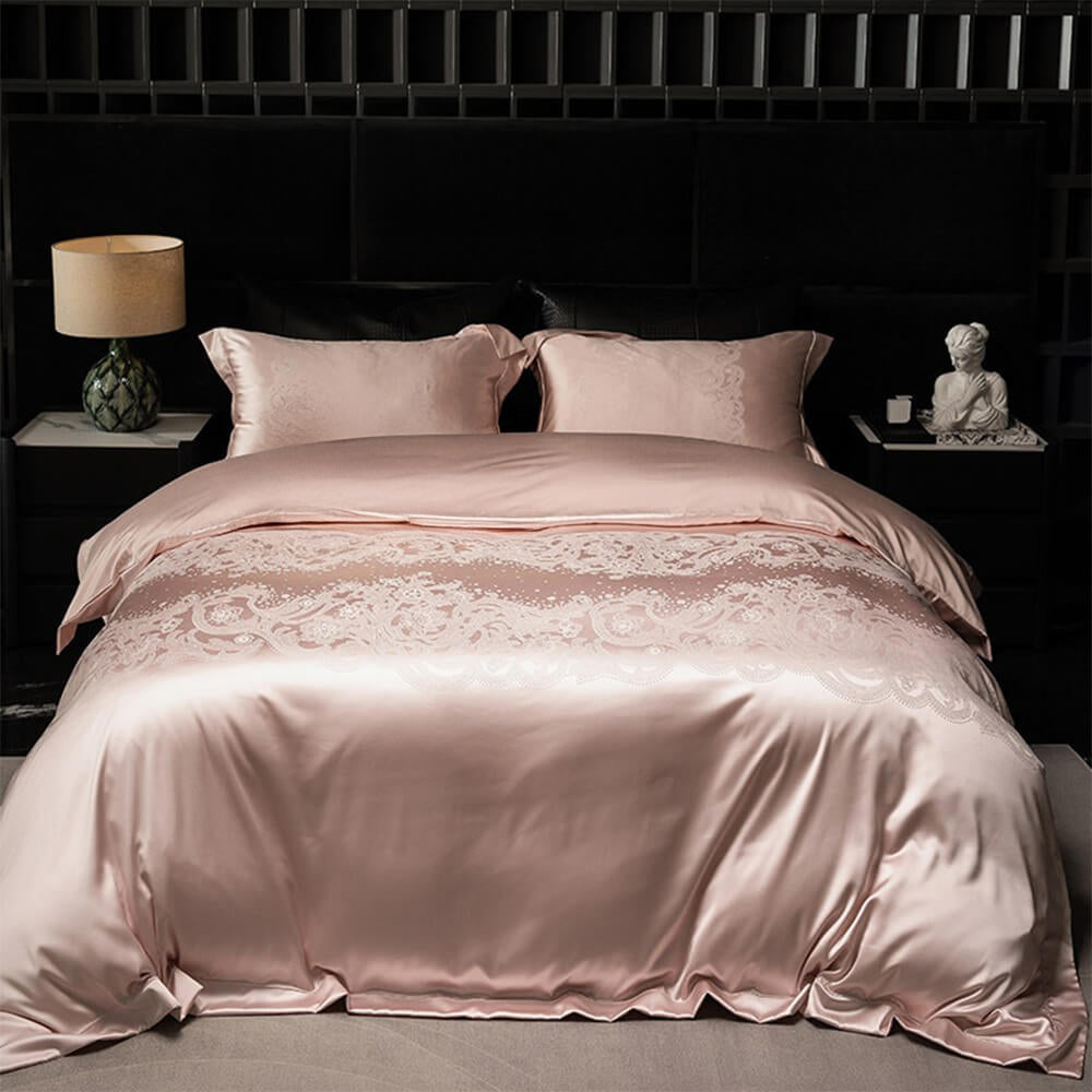 Conjunto de sábanas de algodón Tencel de alta densidad de lujo elegante y sedoso.