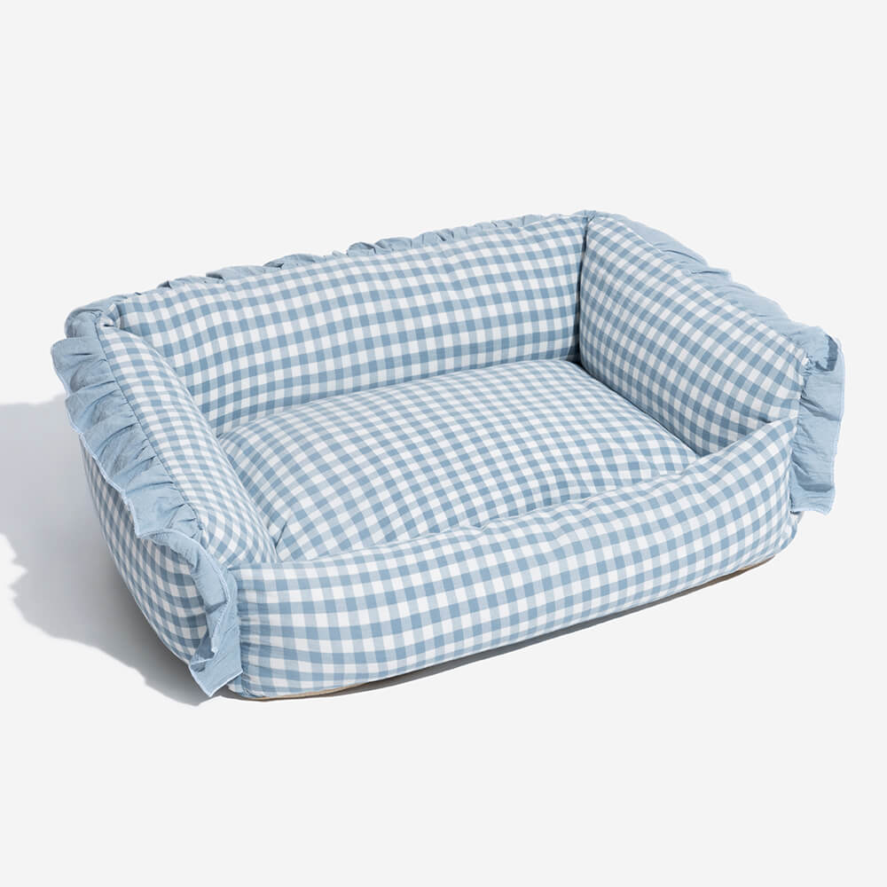 Cama de perros calientes y gatos calientes de flaute a cuadros de moda