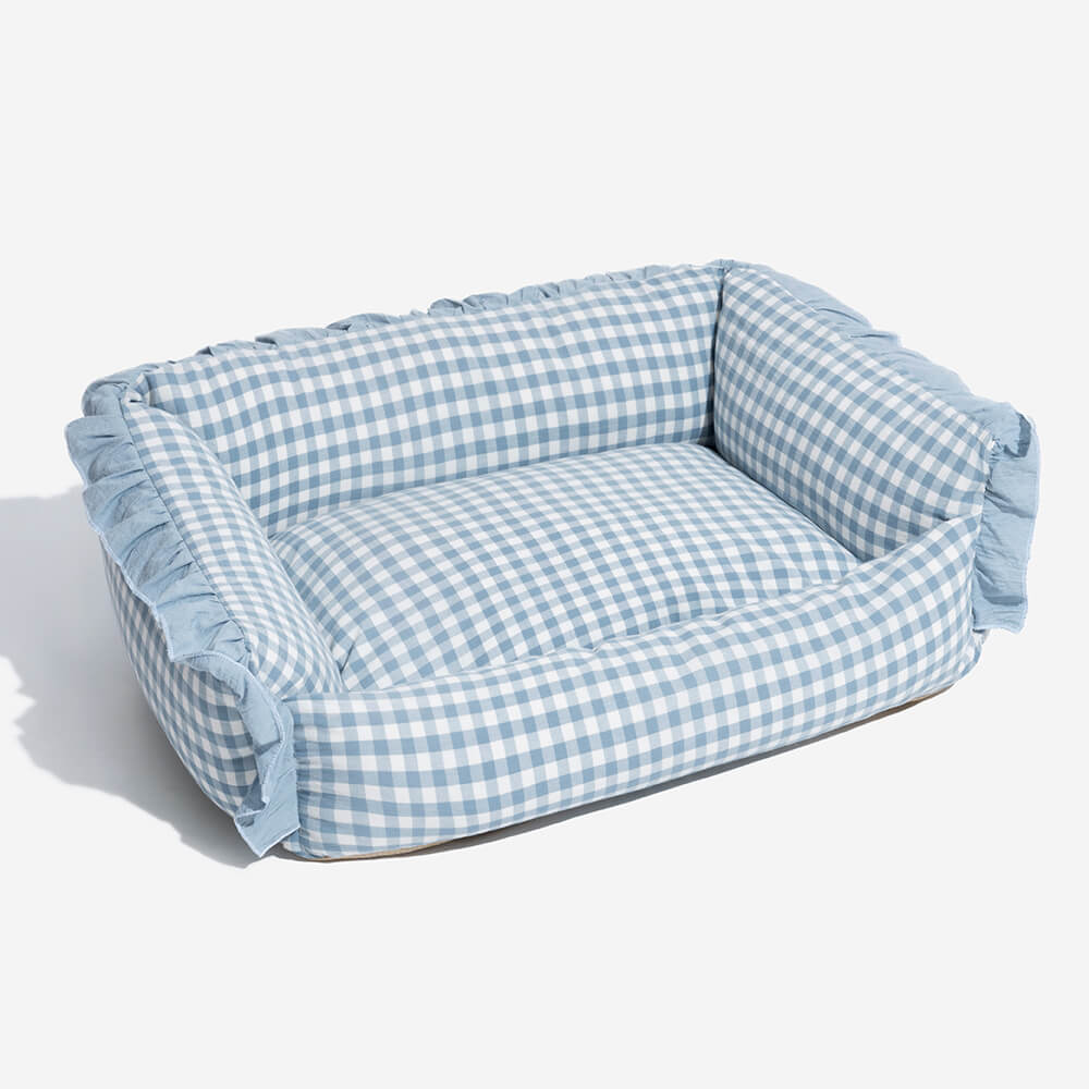 Cama de perros calientes y gatos calientes de flaute a cuadros de moda