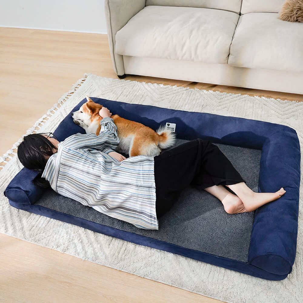 Cama ortopédica para perros con soporte completo de ante y forro polar sintético