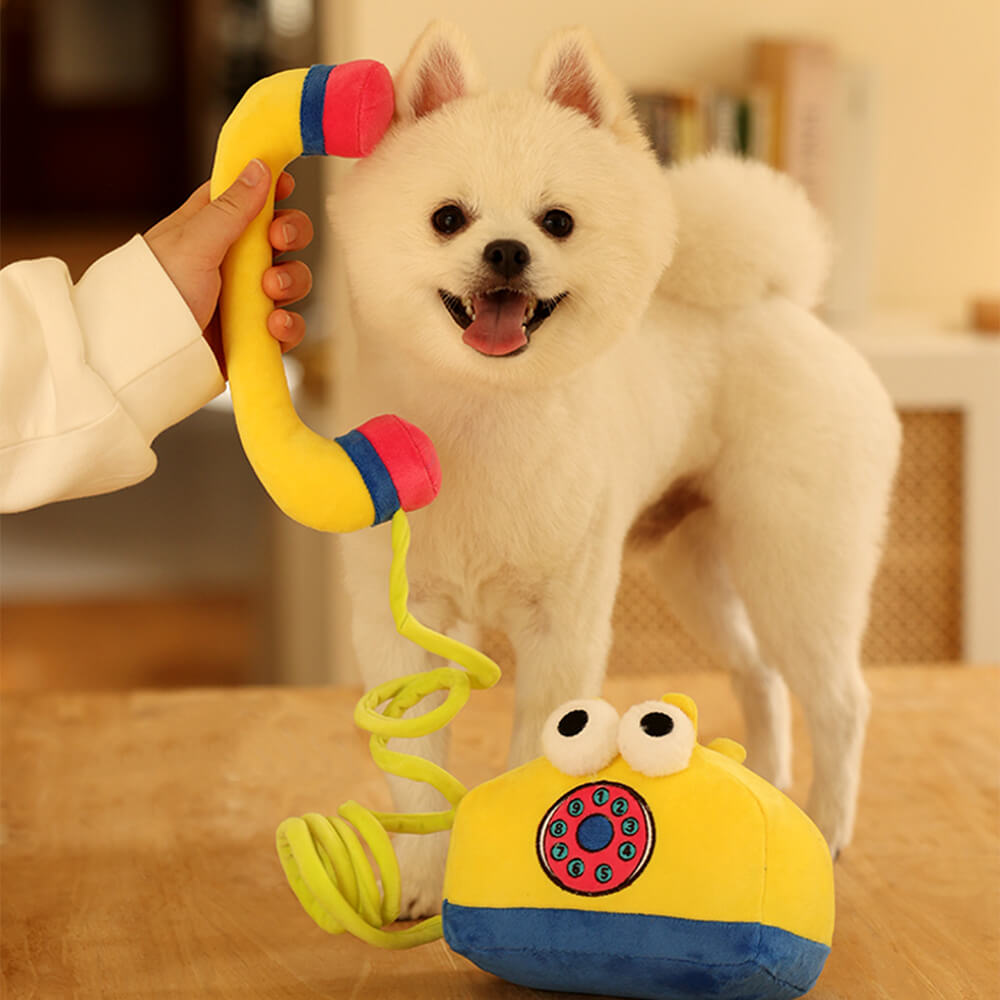 Teléfono fijo Juguete interactivo de peluche para perros que chirría y limpia los dientes