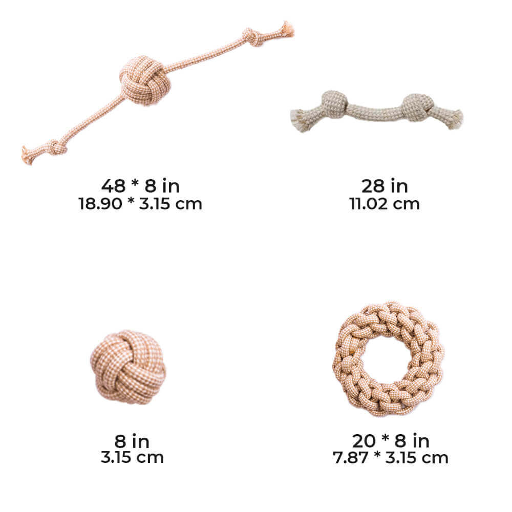 Juego de juguetes de cuerda de algodón y lino para limpiar los dientes, juguete interactivo para masticar para perros