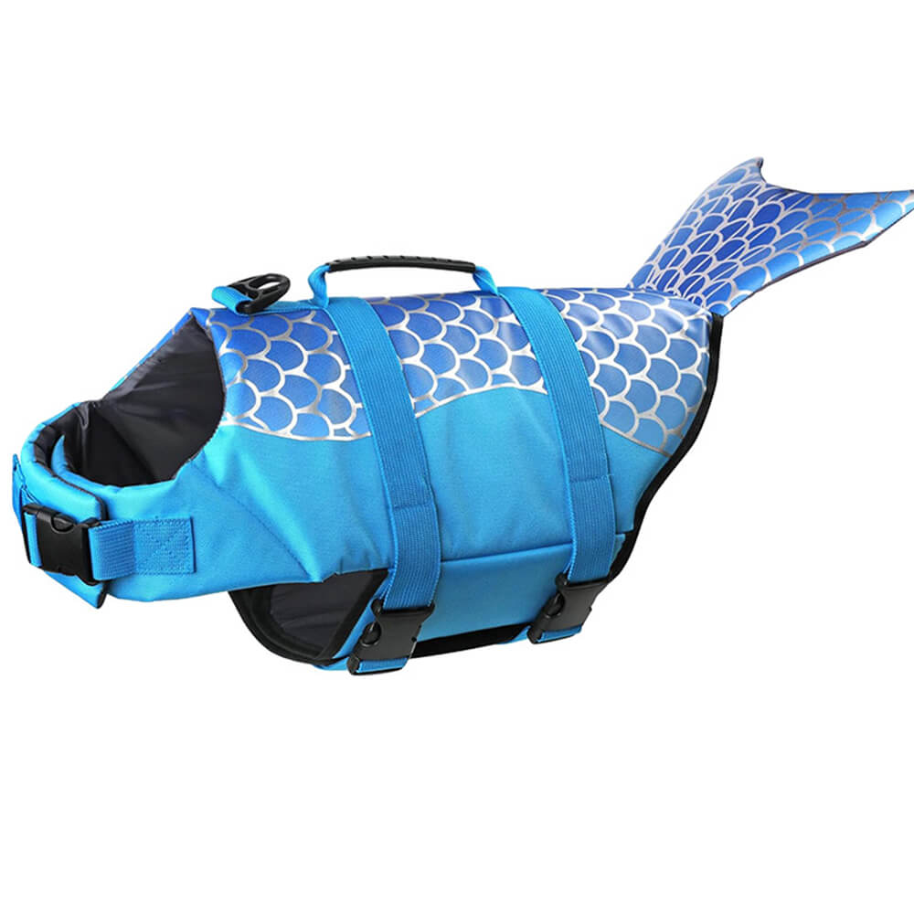Chaleco salvavidas para perro de estilo sirena y tiburón, ajuste seguro