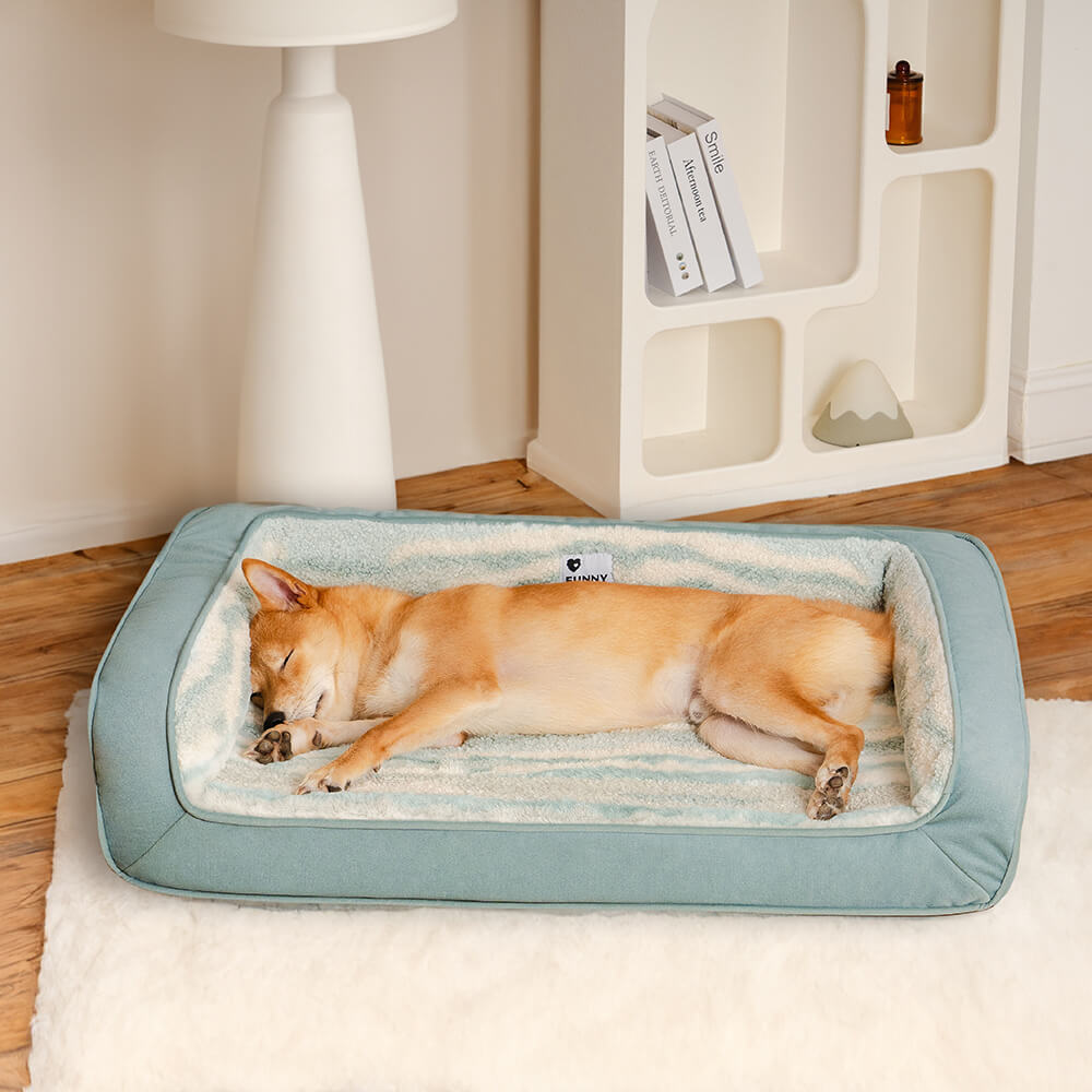 Sofá cama ortopédico acogedor para perros de lana de cordero sintética de estilo moderno