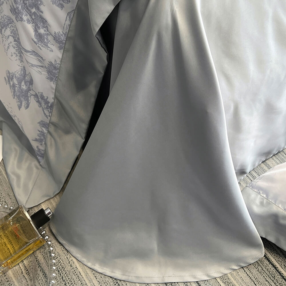 Juego de sábanas de verano de seda helada natural con estampado nórdico de flores
