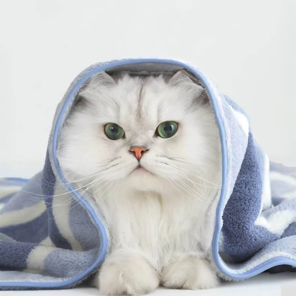 Toalla de baño de perro suave y de gato de secado absorbente a rayas