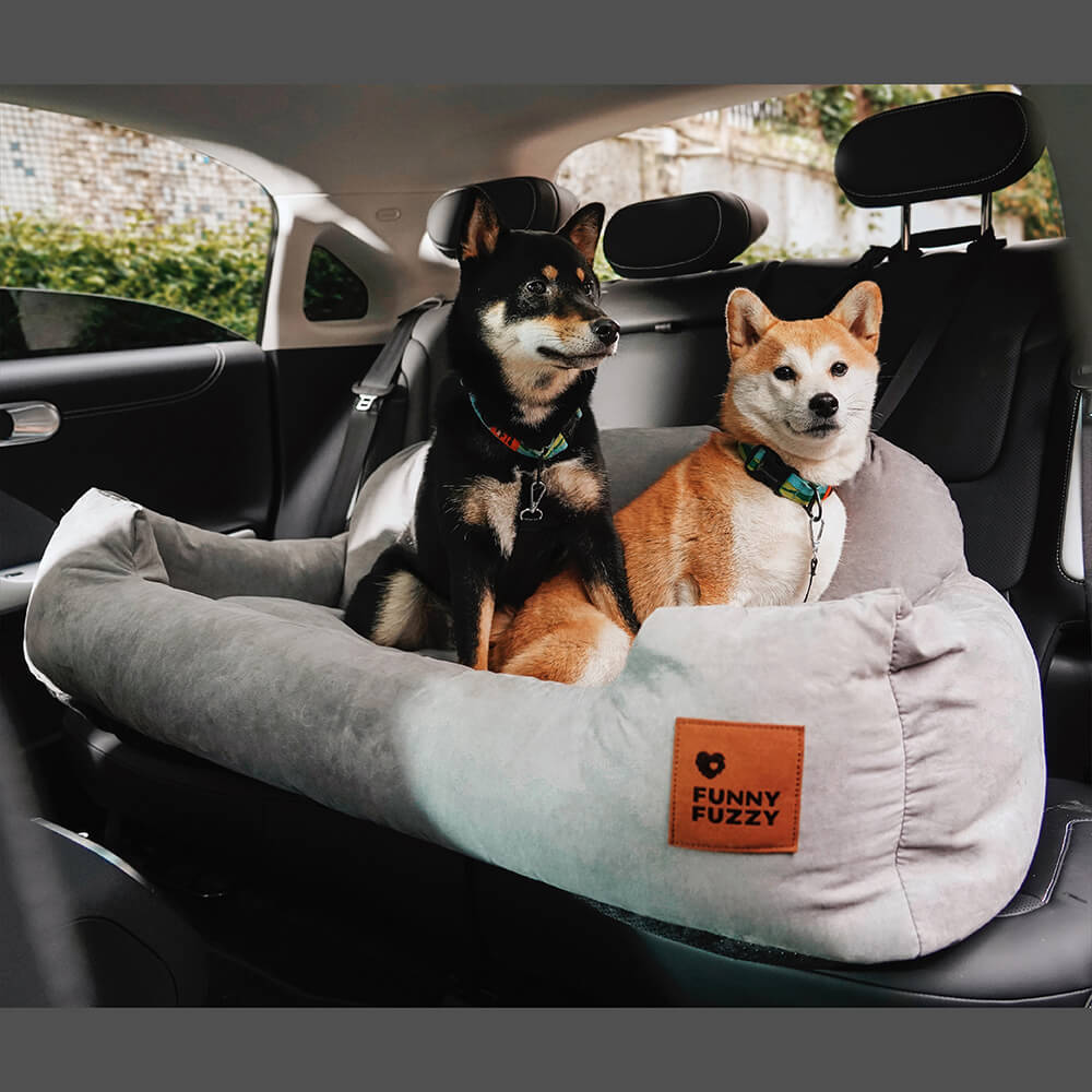 Cama de Asiento Trasero para Perros de Tamaño Mediano a Grande con Refuerzo para Viajes en Coche