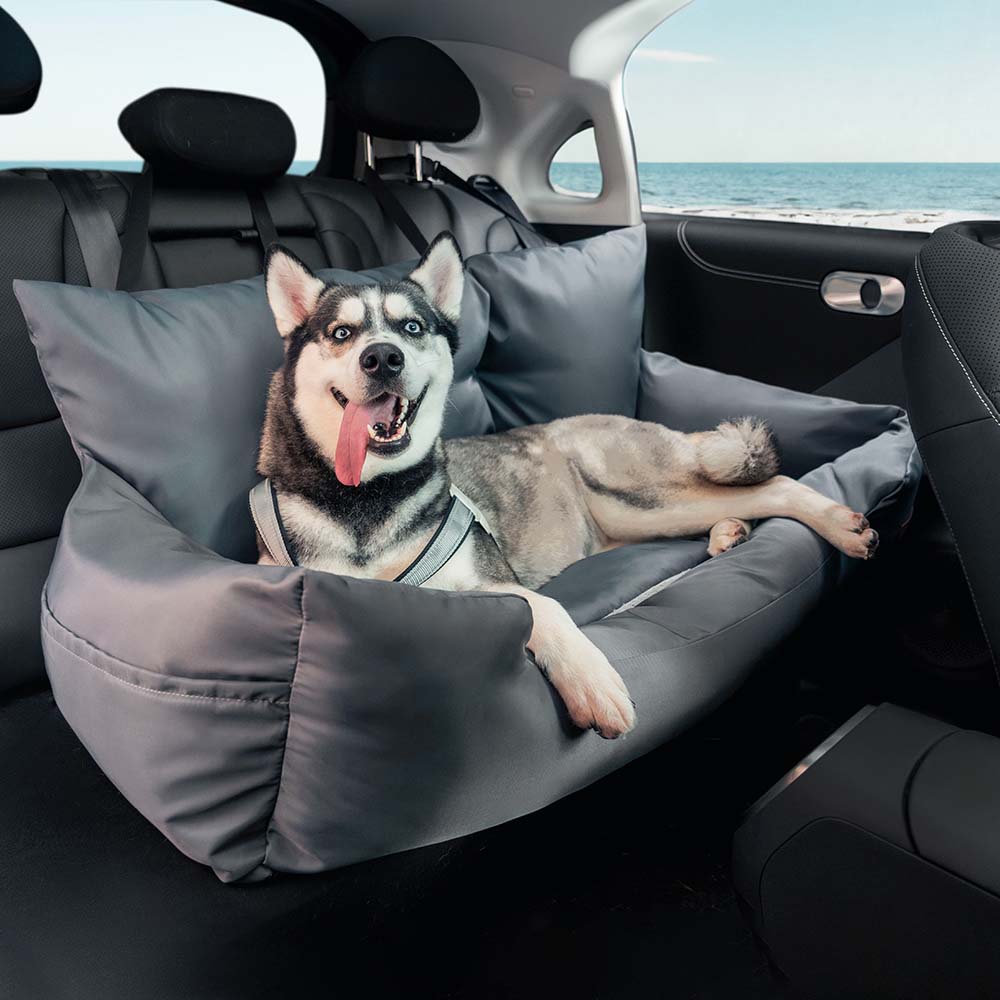 Cama de respaldo impermeable y segura para perros medianos y grandes para viajes en coche