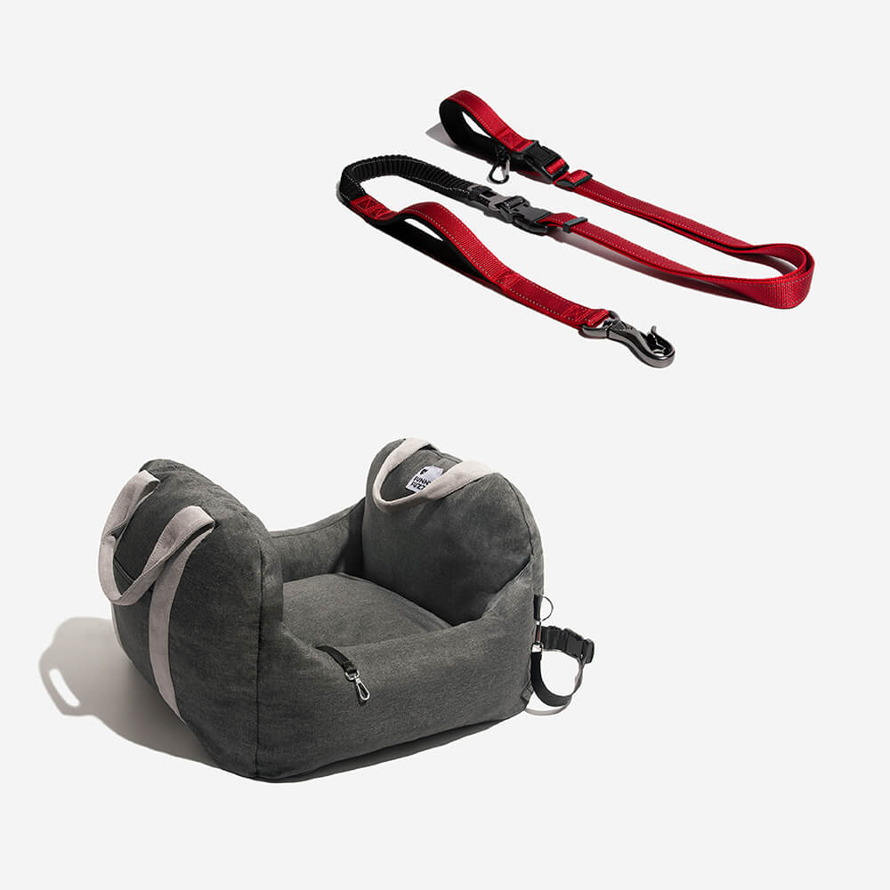 Asiento de coche para perros de primera clase con cama y correa multifuncional manos libres con cinturón de seguridad para asiento