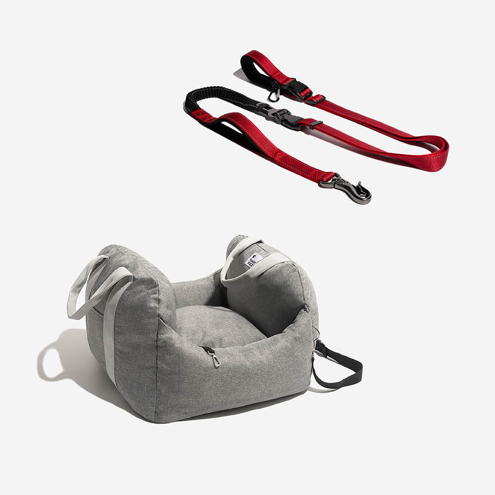 Asiento de coche para perros de primera clase con cama y correa multifuncional manos libres con cinturón de seguridad para asiento