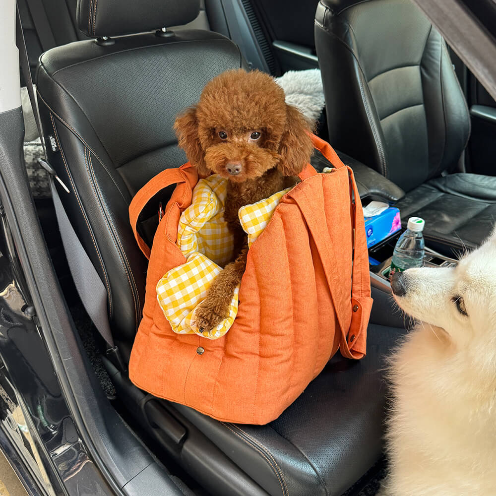 Bolsa de transporte portátil multiusos para perros y gatos de cuadros escoceses