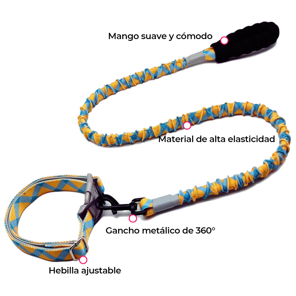 Correa y cuello grandes para perro de la alta elasticidad de la cuerda colorida de la tracción