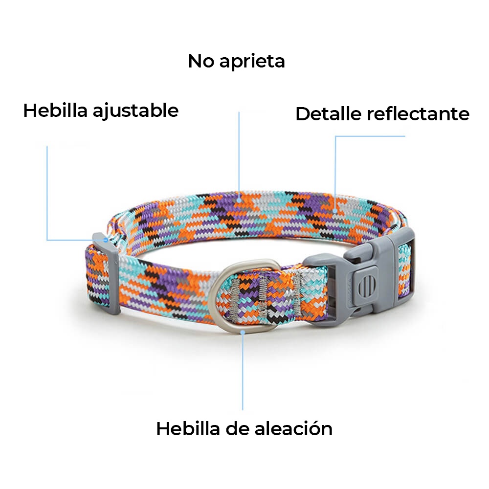 Collar y correa para perro antitirones ajustables con tejido reflectante