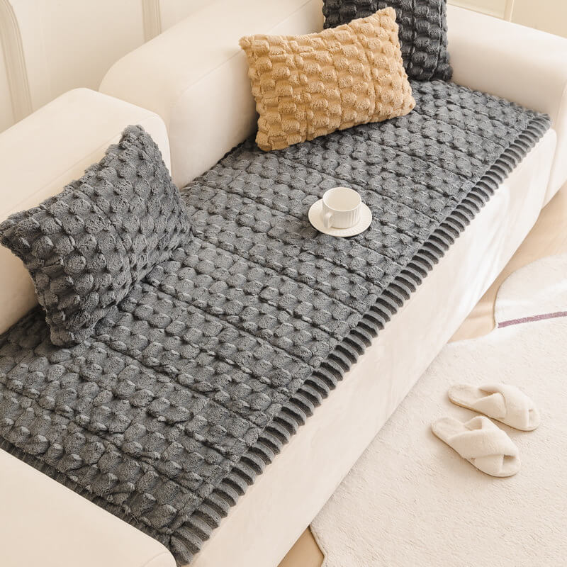Colchón de sofá suave y grueso de terciopelo con diseño de panal, funda decorativa para mascotas