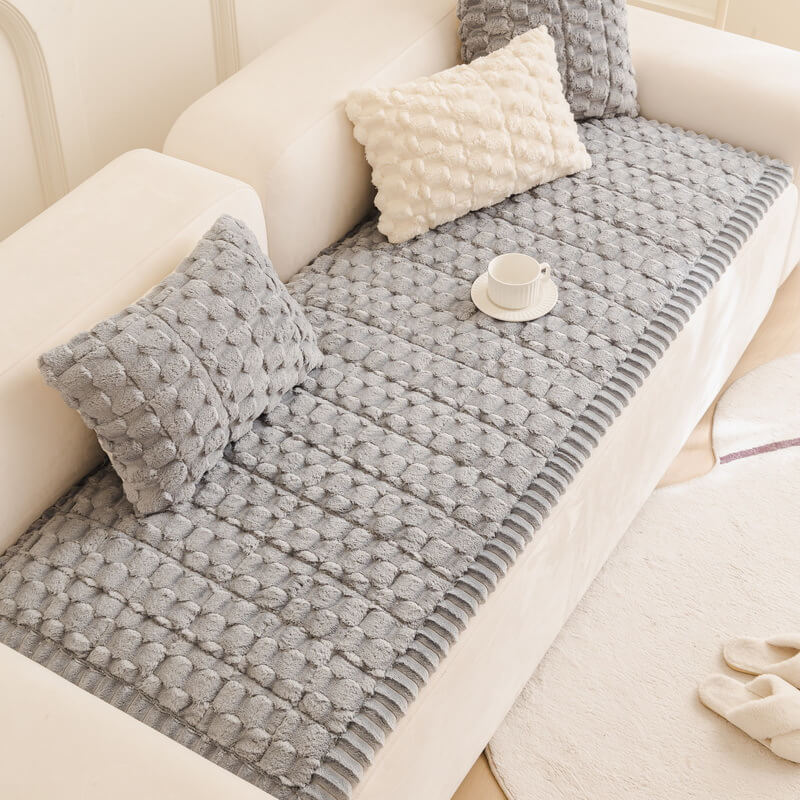 Colchón de sofá suave y grueso de terciopelo con diseño de panal, funda decorativa para mascotas