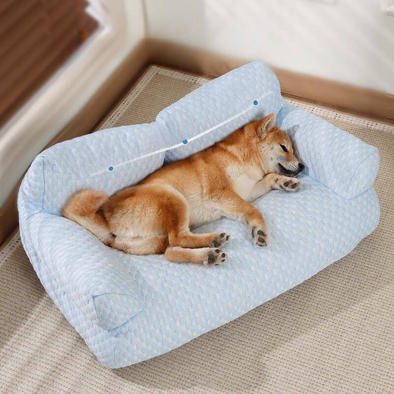 Cama para Mascotas Refrigerante de Seda de Hielo Transpirable y Lavable tipo Sofá