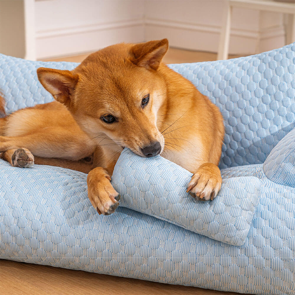 Cama para Mascotas Refrigerante de Seda de Hielo Transpirable y Lavable tipo Sofá