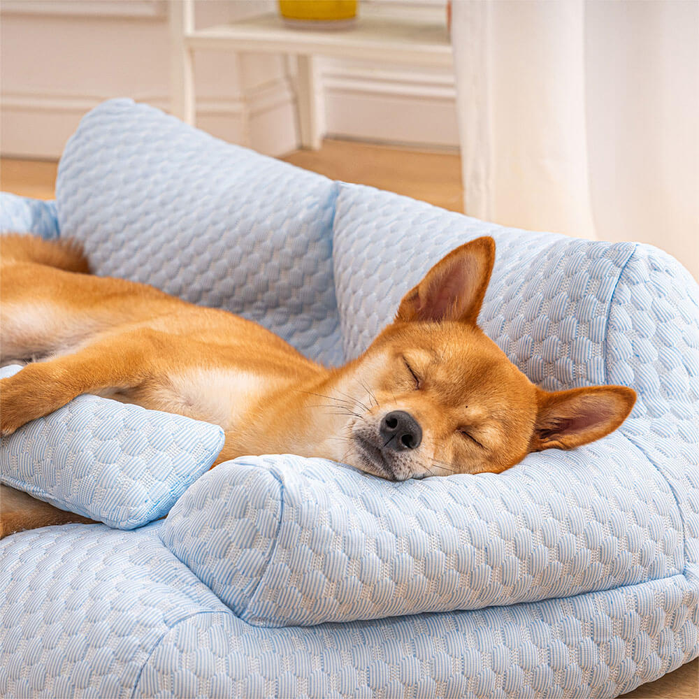 Cama para Mascotas Refrigerante de Seda de Hielo Transpirable y Lavable tipo Sofá