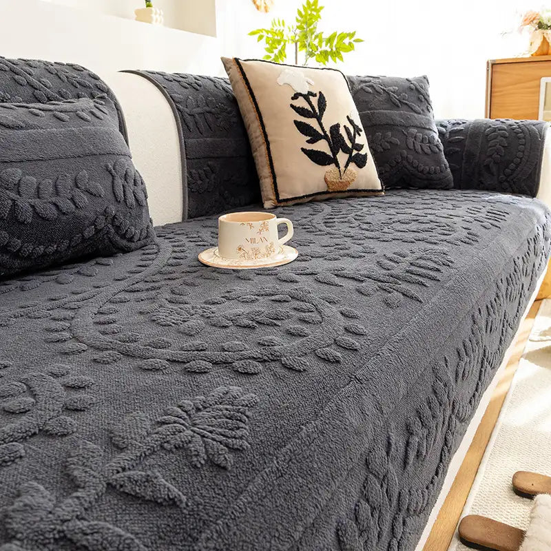 Chenille Art Corrugated Breatable No-Slip Couch Cover Coach