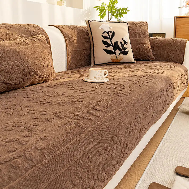 Chenille Art Corrugated Breatable No-Slip Couch Cover Coach