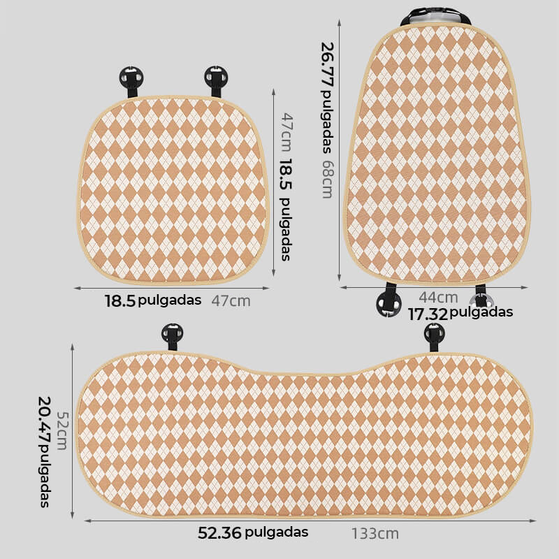 Juego completo de fundas antideslizantes para asiento delantero de coche con diseño clásico de rombos a juego