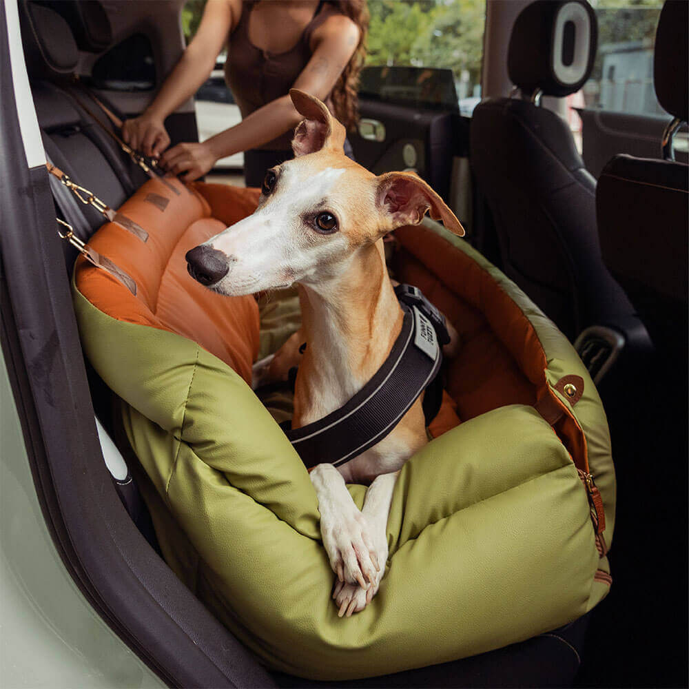 Cama elevadora grande de lujo con asiento de coche para perros de piel sintética - Urban Voyager