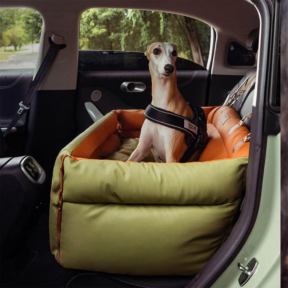 Cama elevadora grande de lujo con asiento de coche para perros de piel sintética - Urban Voyager