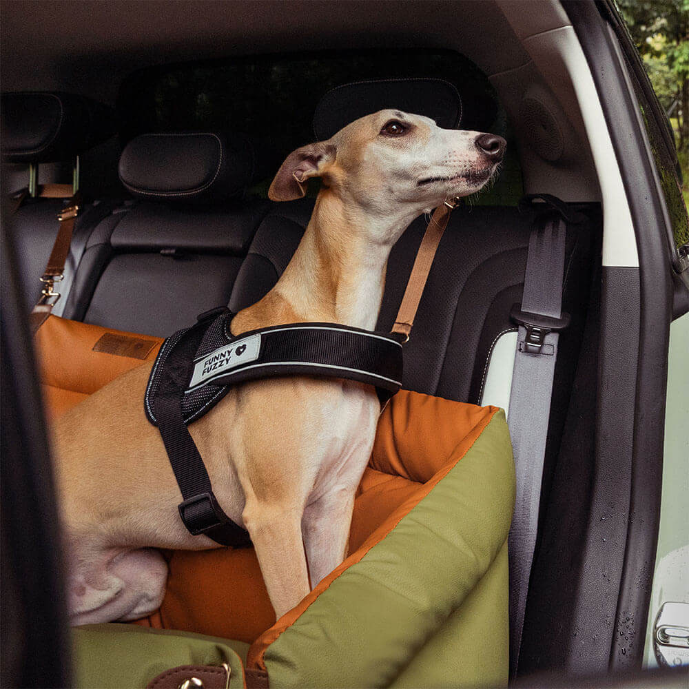 Cama elevadora grande de lujo con asiento de coche para perros de piel sintética - Urban Voyager