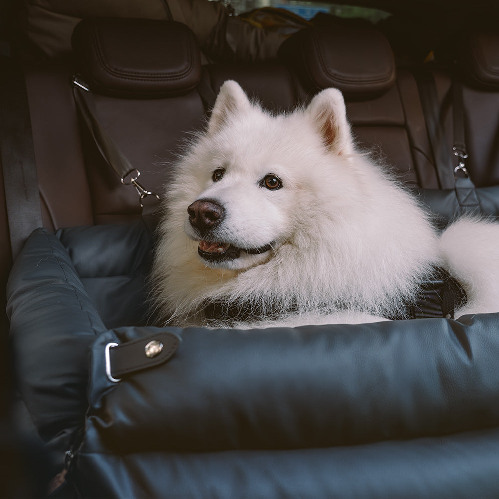 Cama elevadora grande de lujo con asiento de coche para perros de piel sintética - Urban Voyager