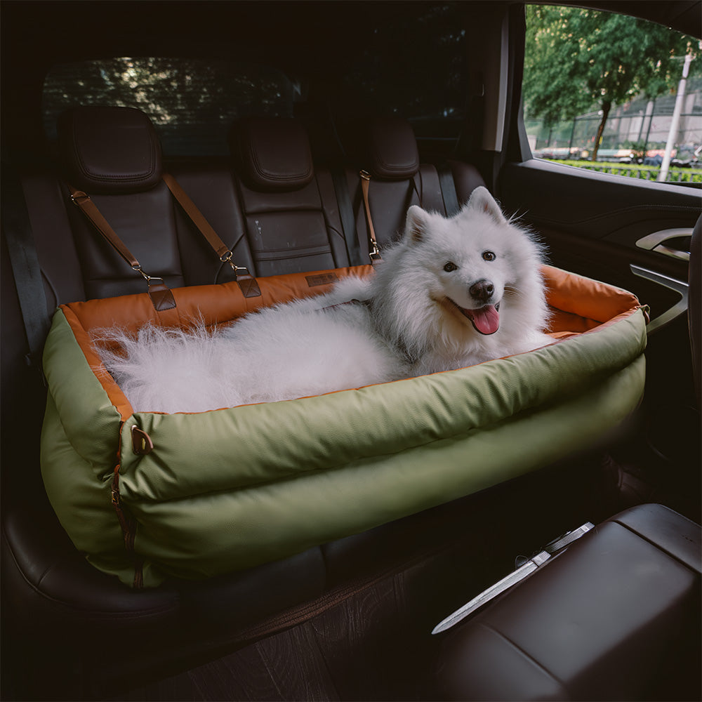 Cama elevadora grande de lujo con asiento de coche para perros de piel sintética - Urban Voyager