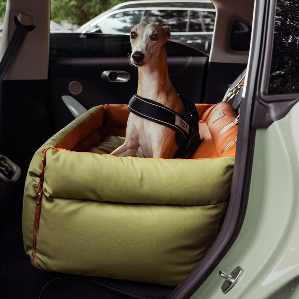 Cama elevadora grande de lujo con asiento de coche para perros de piel sintética - Urban Voyager