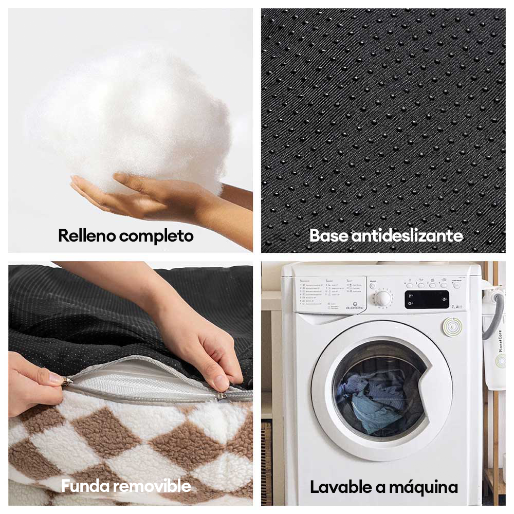 Cama para perros clásica lavable con diseño de donut y diseño de rombos - Cozy Haven