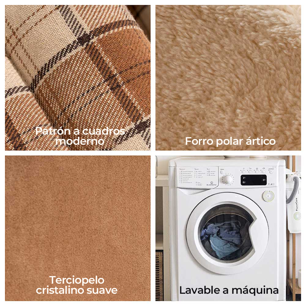 Cama ortopédica para perros con diseño clásico de cuadros escoceses - Warm Retreat