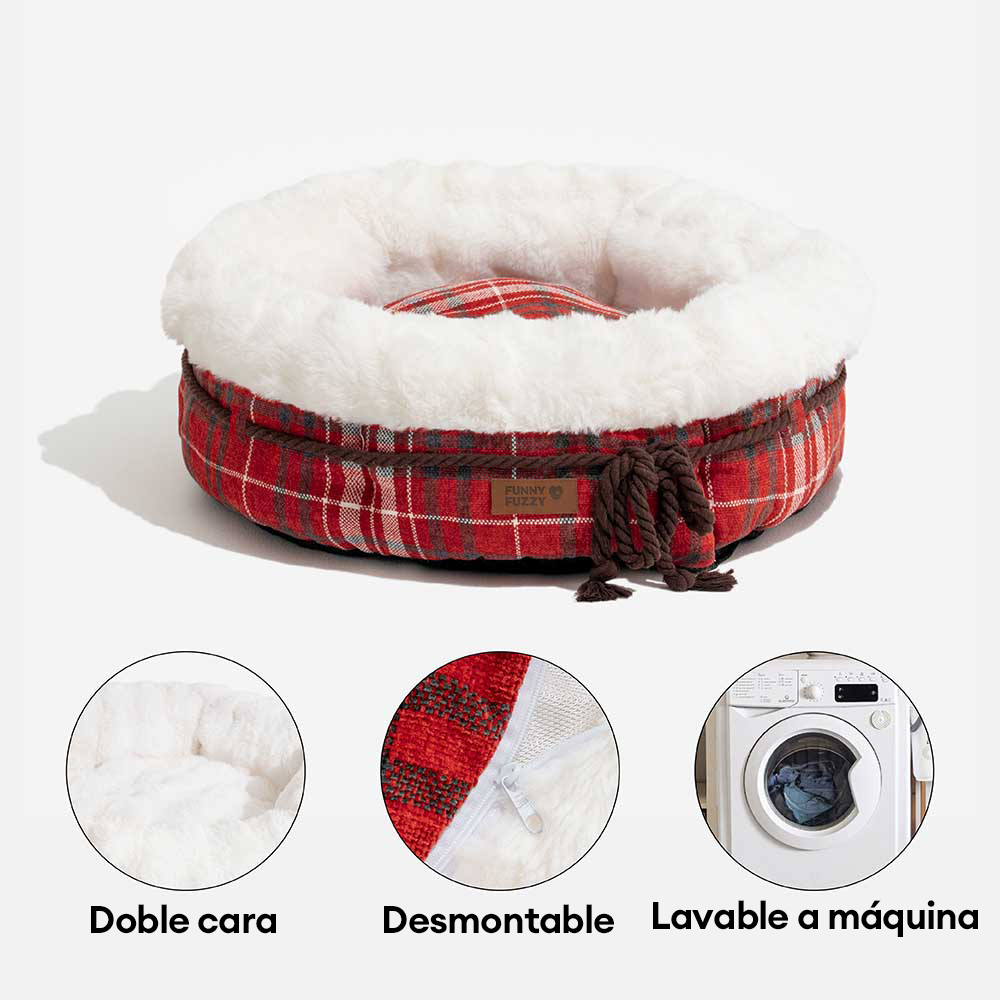 Cama clásica de felpa con forma de donut para perros de Jacquard - Snuggle Den