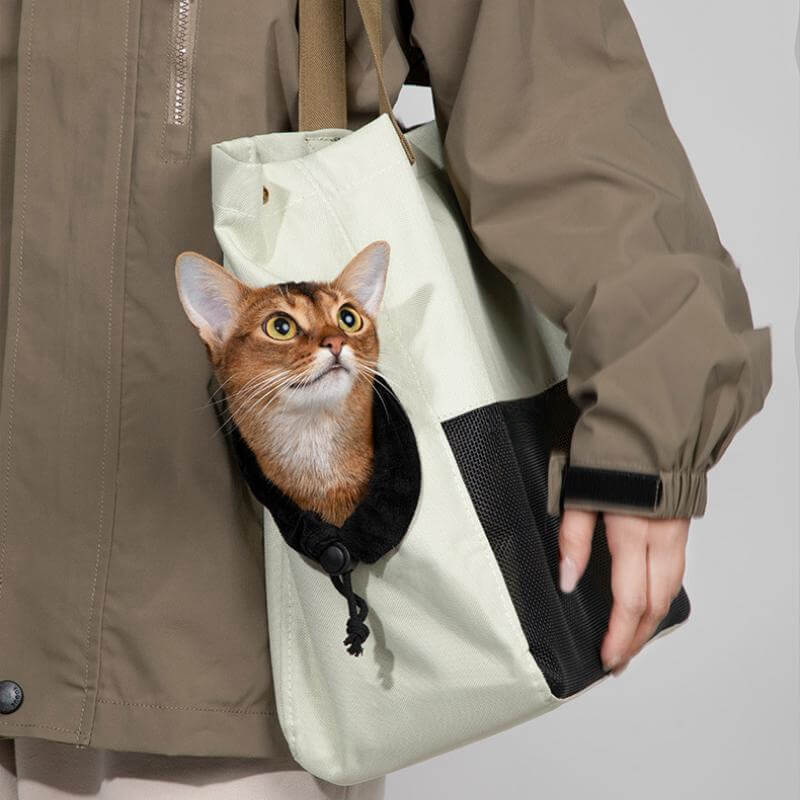 Bolsa portamascotas ligera, bolsa portátil transpirable para gatos de un solo hombro