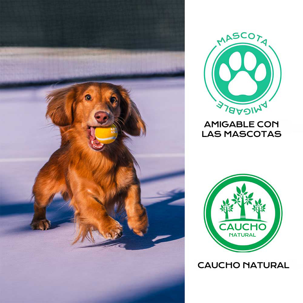 Pelota de tenis FUNNYFUZZY para perros: chirría y rebota