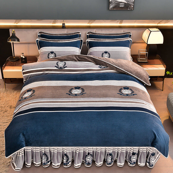 Estilo moderno en espesado cómodo juego de cama de terciopelo de leche