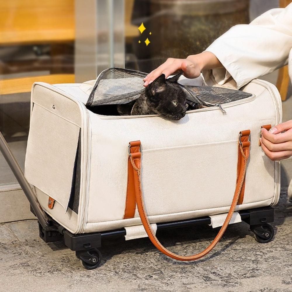 Carrito desmontable 2 en 1 multifuncional con ruedas, bolsa portátil para mascotas