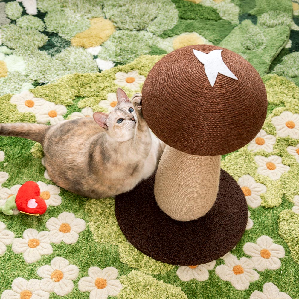 Poste de rasguño de sisal natural en forma de hongo para gatos grandes